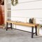 63 Inch Acacia Patio Wood Outdoor Backless Bench with Metal Frame Ideal for Patio Seating